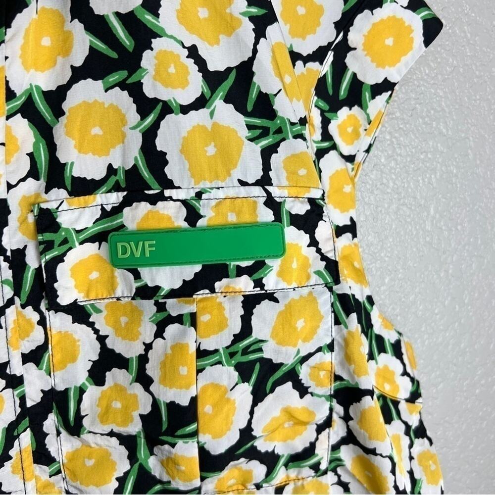 DVF Packable Yellow Poppy NWT Hooded Vest XXL Floral Short Sleeve Hood Dopamine - Picture 4 of 16